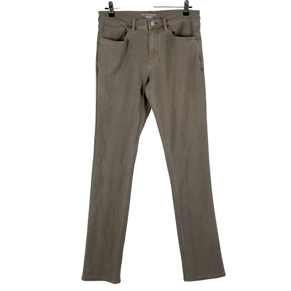 7 Diamonds Generation 5-Pocket Pants Mens 30x32 Olive Khaki Slim Stretch